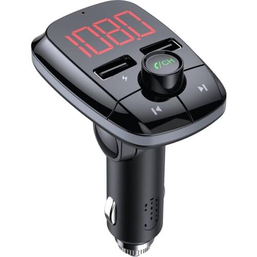 V5.0 Bluetooth FM Transmitter Radio Adapter Car Hands free Call 2 USB Ports Fast Charger FM Transmitter