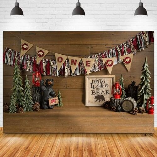Photo Studio Children Photocall Banner Backdrop Wooden Floor Board Wall Bear Decor Background For Baby Newborn Party Photography