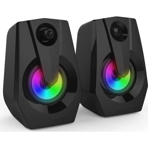 Game Speaker,Stereo Multimedia Speaker with Led/Volume Control Powered by USB,PC Laptop Desktop Loudspeaker,colorful lights