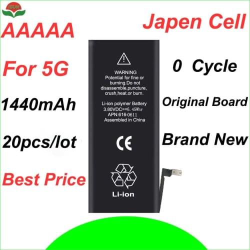 ISUN 20pcs/lot 100% brand new orginal cell 0 cycle 1440mAh 3.7V mobile battery for iPhone 5G real capacity battery repair