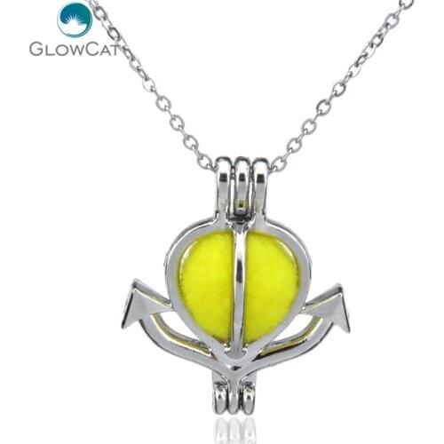K6 Silver Sailling Cage Anchor Diffuser Locket Necklace Aromatherapy Steel 16" Aroma Essential Oil Diffuser Locket