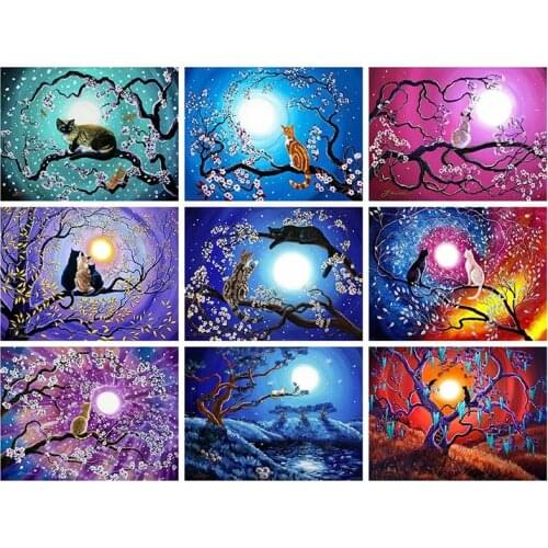 Canvas Size Kamy Yi Full Square/Round 5d Diamond Painting Cat DIY Diamond Embroidery Cross Stitch Animal Mosaic Picture Decor