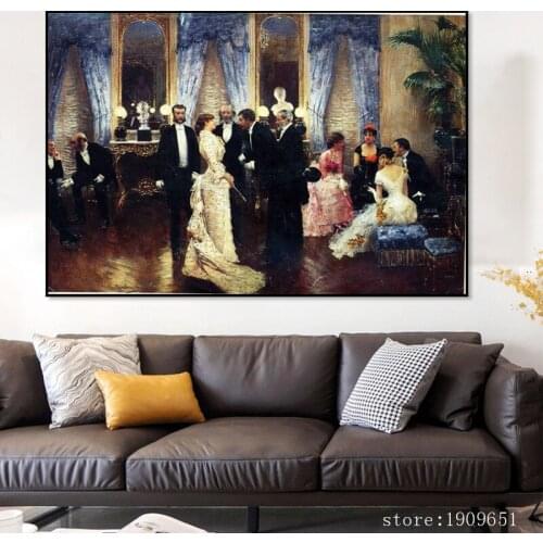 No frame classical court people noble party canvas printings oil painting printed on cotton home wall art decoration picture
