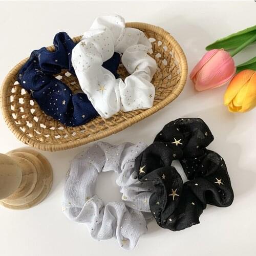 Cute Starry Sky Hair Ring Headdress Simple Star Head Rope Fabric Large Intestine Ring Hair Rope New Headwear Hair Ties