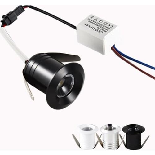 Silvery/Black/White/Golden Mini LED Downlights 1W 3W 20mm 85V-265V Jewelry Display Ceiling Recessed Cabinet Spot Lamp DC12 24V