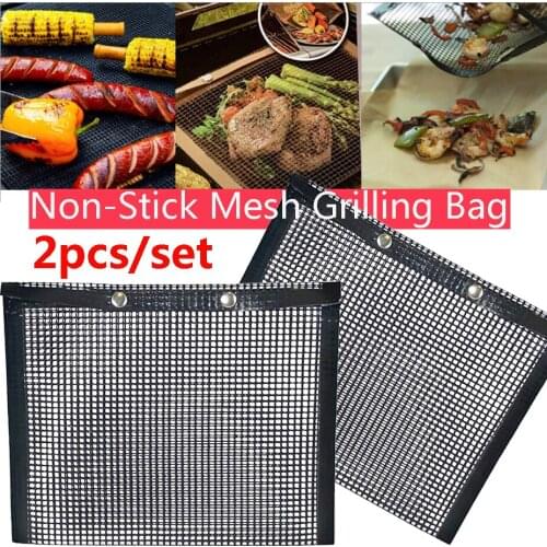 Reusable Non-stick BBQ Grill Mesh Bag Barbecue Baking Isolation Pad Outdoor Picnic Camping BBQ Kitchen Tools Outdoor Kitchen