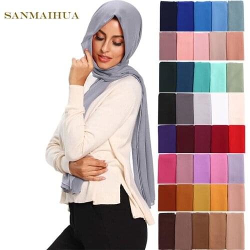 Muslim Shawl good stitching stitch plain high quality premium heavy Chiffon hijab scarf Malaysian Womens scarves hijabs shawl
