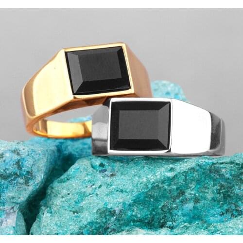 Skinny Simple Luxury Trendy Black Gold Stainless Steel Mens Rings for Male Boyfriend Biker Jewelry Creativity Gift Wholesale