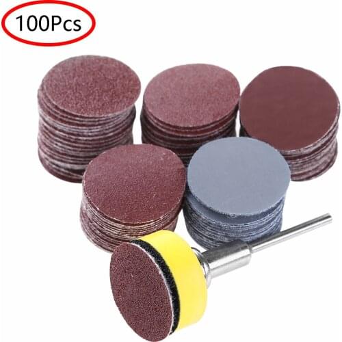 Drill Grinder Rotary Tools Sets 100 Sanding Discs Pads with 1 Shank Durable Cleaning Polishing Equipment for Metal Wooden Crafts