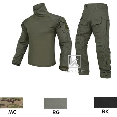 KRYDEX CP Style Tactical Camouflage Shirt & Pants Kit G3 Combat BDU Uniform Set For Military Airsoft Hunting Shooting