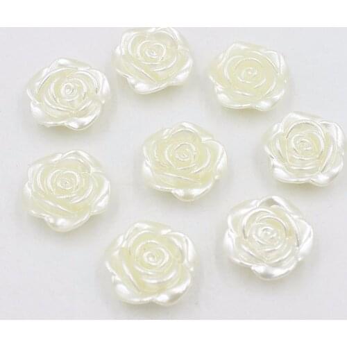 New Arrival 19mm Ivory Imitation Pearls Rose Flower Designed Flat Back Pearl Beads Charms Jewelry Making Materiall
