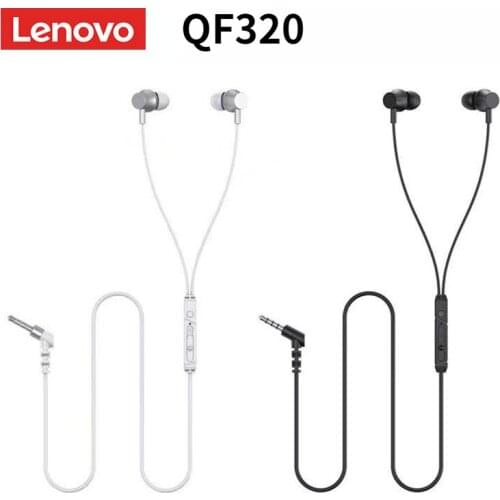 Original Lenovo QF320 3.5mm Wired Earphones Audio Noise Reduction Hifi Stereo In-ear Earbuds with Mic for Phone Mp3 Game Music