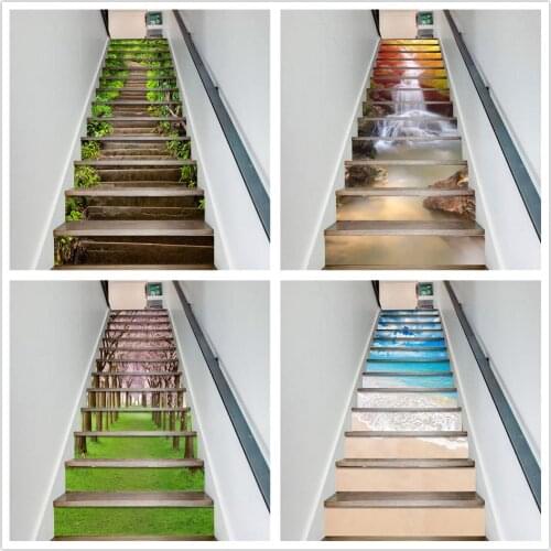 Scenery Waterfall Stair Sticker DIY Vinyl Self-Adhesive Stairway Removable Waterproof Wallpaper Staircase Floor Decal Home Decor