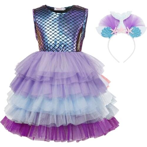 Girls Mermaid Sequins TUTU Dress Ball Gown Performance Ballet Finsh Scale Dancing Dresses Gymnastics Leotard Dress