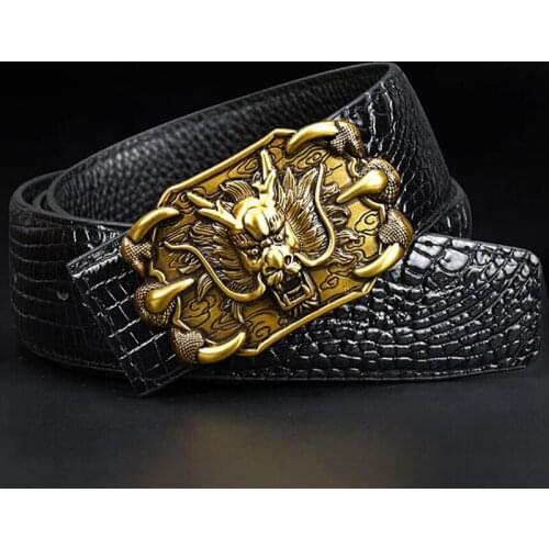 New mens belt fashion personality smooth buckle young people leisure south Korean fashion youth crocodile belt