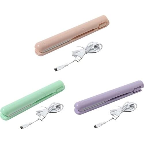 2 in 1 Mini Curling Iron Corrugate USB Electronic Splint Hair Curler Waves Flat Iron Straightening Clip Hairdressing Styling Too