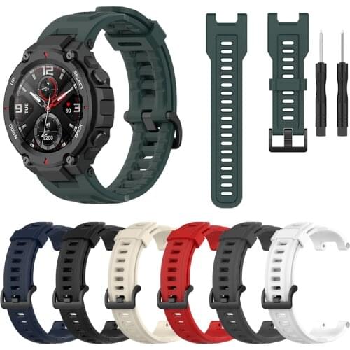 Silicone Strap For Amazfit T-Rex Smart Watch Original Silicone Watchband For Xiaomi Huami Amazfit T-Rex Bracelet Black Buckle
