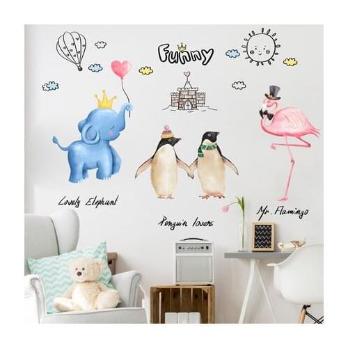 Nordic Art Cartoon Animal Wall Sticker Kids Room Decor Kindergarten Early Education Classroom Cultural Wall Decoration Layout