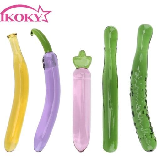 Artificial penis Eggplant Dildos Banana Dildo Sex Toys for Men Women Glass Beads Butt Plug Fruit Vegetable Anal Plug Erotic
