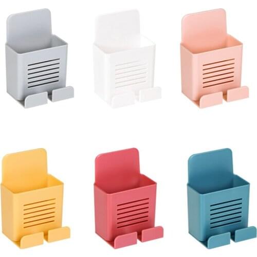 Wall-mounted Remote Control Storage Box Mobile Phone Charging Stand Storage Rack Plug Hook Free Punch Storage Rack