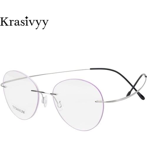 Krasivyy Vintage Round Glasses Frame Women Screwless Design Rimless Optical Prescription Glasses Classic Eyewear Frame for Men