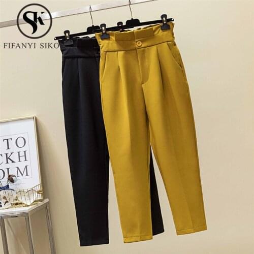 High quality Suit Pants Women Fashion High Waist Wide leg Pants Loose Casual Long Trousers Female Plus Size Straight Pantalones