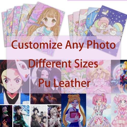 Different Size Japanese Cartoon Character Printed Artificial Leather Lychee Pattern DIY Cute Sewing Pattern 22X30cm A4