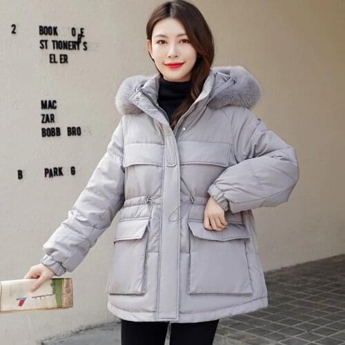 2021 New Winter White Duck Down Coat Women Puffer Jackets Real Fox Fur Collar Female Hooded Short Parkas Lady Overcoat Outerwear