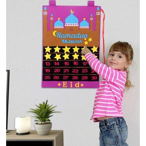 2020 Nieuwste Eid Mubarak 30 Dagen Advent Kalender Opknoping Vilt Countdown Kalender Voor Kinderen Geschenken Ramadan Party Deco