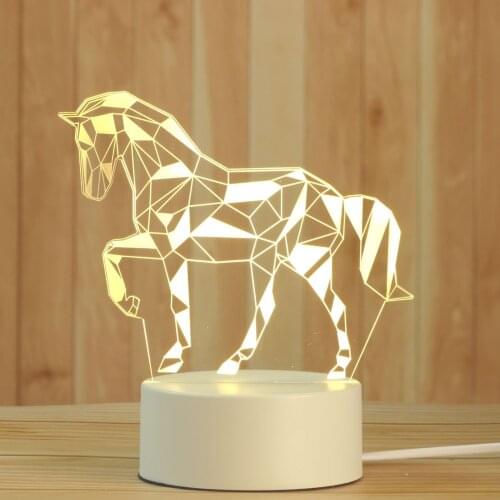 3D Led Night Lights Acrylic Cartoon Horse Table Lamp For Home Decor Christmas Gift Led Lights For Bedroom