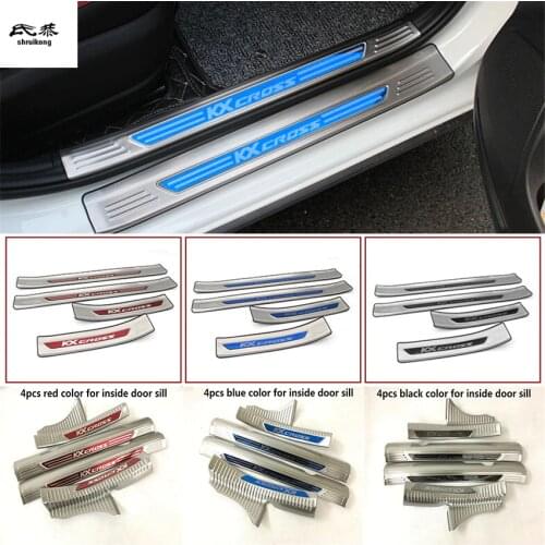 Free shipping 4pcs/lot car accessories stainless steel scuff plate door sill pedal for 2018 KIA RIO X-LINE