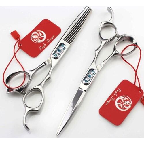 552# 6'' Brand Purple Dragon TOP GRADE Hairdressing Scissors 440C 62HRC Barbers Cutting Scissors Thinning Shears Hair Scissors