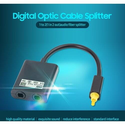 1 to 2 Audio Adapter Digital Optical Cable Splitter Optical Fiber Audio Adapter Fiber Optic Distributor Adapter Black