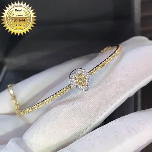 18K Bracelet 0.6ct natural yellow diamond and white diamond Bracelet