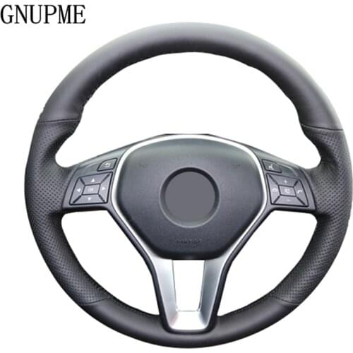 GNUPME Artificial Leather Hand-Stitched Black Car Steering Wheel Cover for Mercedes Benz E200L gla cla gle c200l C200 C250 C300