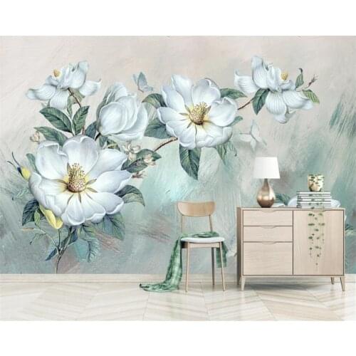 Beibehang Custom European 3D Wallpaper Hand-painted Flower TV Sofa Bedside Background Wall Decorative Painting 3d wallpaper