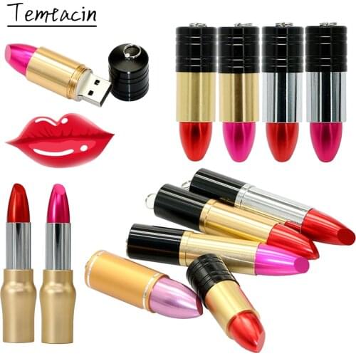 Personalized Pendrive Lipstick Memoria Stick 4GB 256GB 8GB 32GB 64GB 128GB 16GB USB 2.0 Flash Drive 256 64 gb Key Ring Pen drive