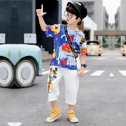 2021 Children Outfit Suit Cute Baby Boys Cartoon Clothes Summer Cotton 3 4 6 8 10 12 Years Kids Boys Clothes Sets T-shrit+shorts