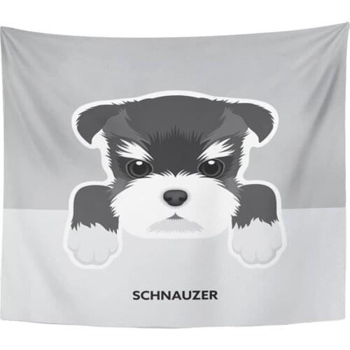 Cute Portrait of Schnauzer Puppy Dog Graphic Animal Baby Tapestry Home Decor Wall Hanging for Living Room Bedroom Dorm 50x60 inc