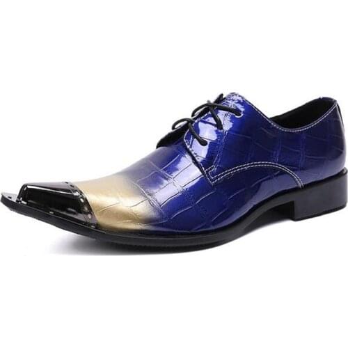 Italian Fashion Handmade Mens Formal Leather Shoes Blue Business Dress Suit Men Shoe Zapatos Mujer Best Gifts Men Wedding Shoes