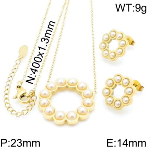 3 Colors Fashion Round Stainless Steel Jewelry Pendant Earrings Sets For Women Free Shipping SBJZGLBG