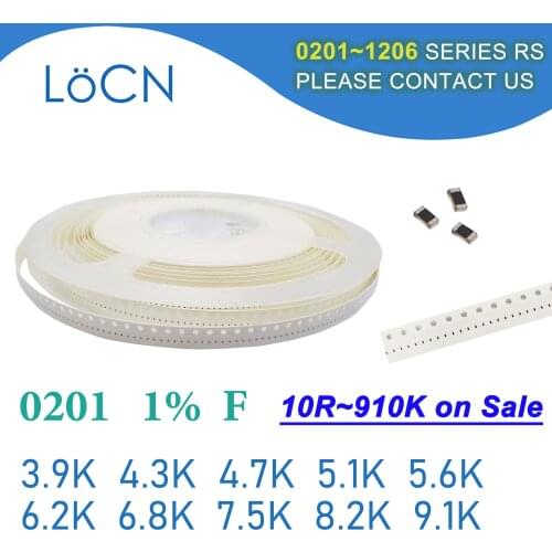 0201 F 1% 15000pcs SMD 3.9K 4.3K 4.7K 5.1K 5.6K 6.2K 6.8K 7.5K 8.2K 9.1K OHM chip Resistor high quality LoCNService