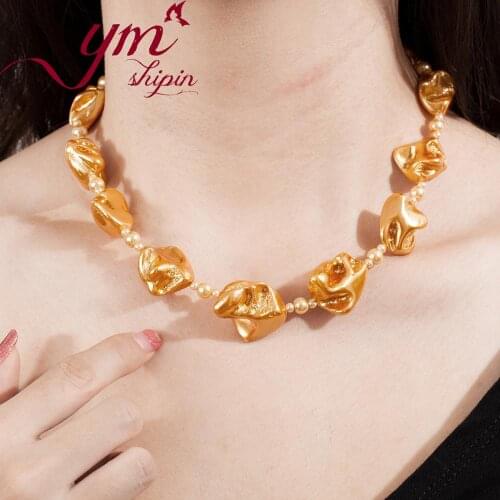 Fashion Jewelry Chokers Necklaces For Women Handmade Strand Necklaces Jewelry 2019 Trendy Irregular Shell Pearl Necklace Women