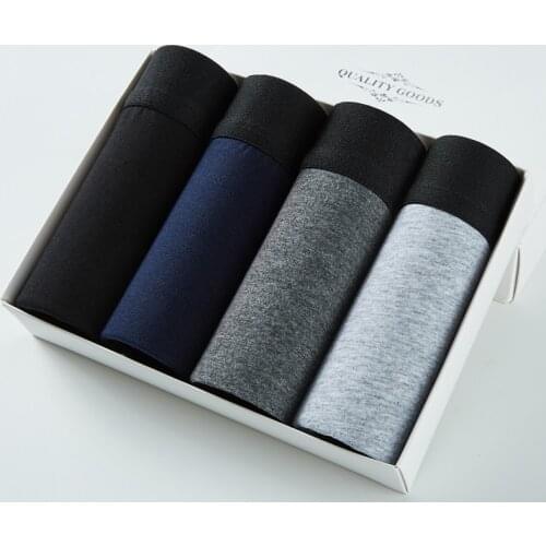 4pcs/lot Male Panties Cotton Mens Underwear Boxers Solid Shorts Brand Underpants KC01