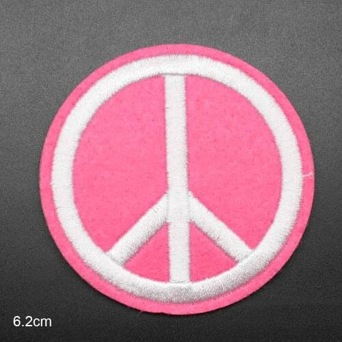 Pink Peace and Love Embroidery Clothes Patch For Clothing Iron On Patch Punk Motif Applique Accessory
