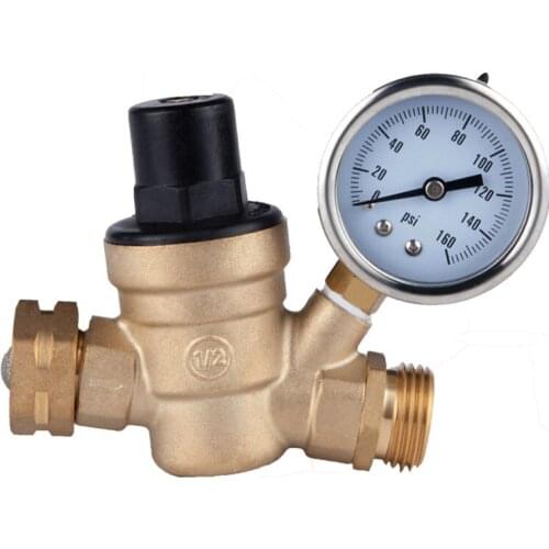 NPT thread 3/4" Brass Water Pressure Reducing Maintaining Valve DN20 Regulator Adjustable Relief Valve Gauge