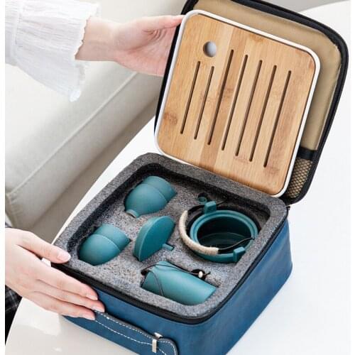 One Pot Four Cups Retro Chinese Designer Outdoor Portable Teaware High Quality Ceramic Travel Tea Set Activity Teapot Gift Cool