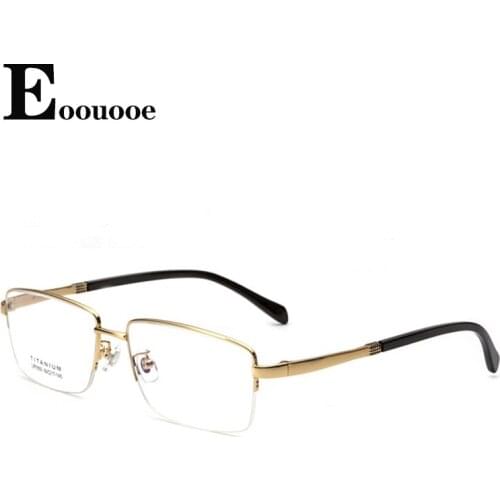 Pure Titanium Glasses Frame Acetic Acid Business Eyeglasses Men Half Frame Optical Eyewear Retro Optics