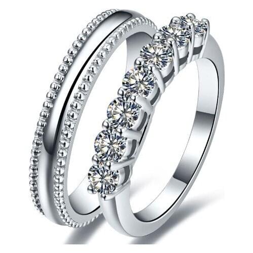 0.7Ct Couple Ring promise Love Ring for lover engagement Fine Jewelry 925 Sterling Silver Lovers' Ring