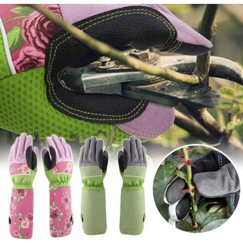 1 Pair Trimming Rose Gloves Floral Printing Women Non-slip Cut-proof Stab-proof Gardening Household Gloves